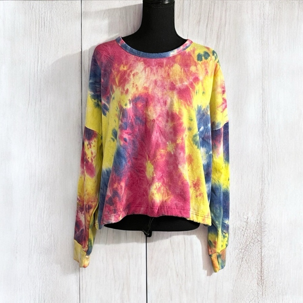 Yellow and Pink Crop Hoodie with Relaxed Fit